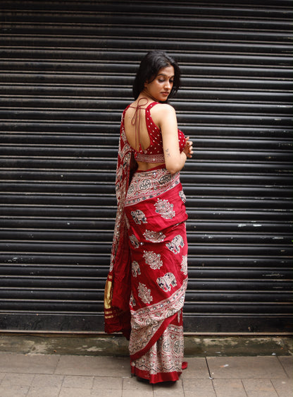 “Riya” Maroon Sheesha saree with unstitched blouse [Dispatch Begins By : 25th September, 2026]