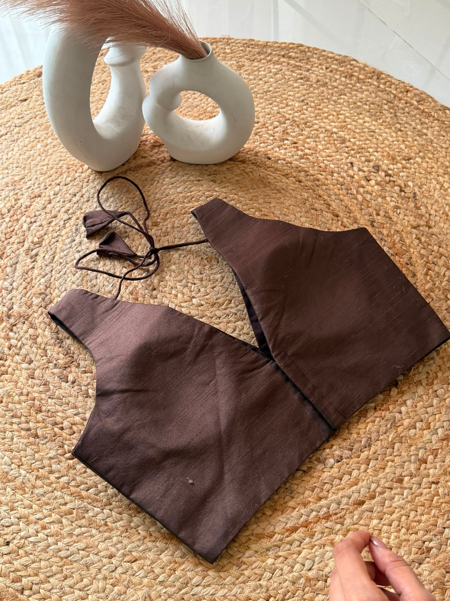 “Choco lava” raw silk blouse