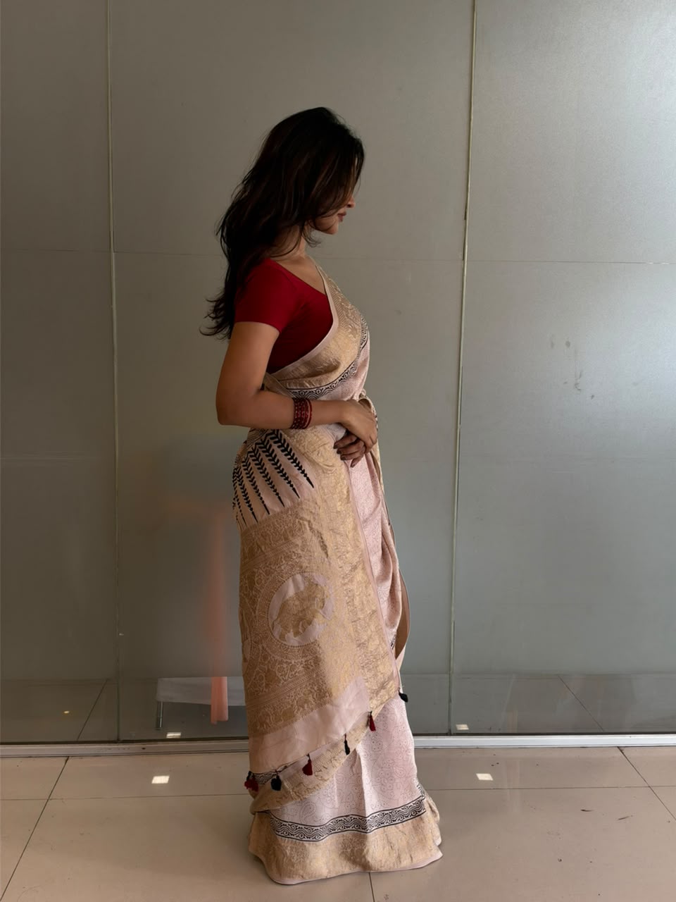 "Latika” dola silk saree with unstitched blouse [Dispatch Begins By : 5th November , 2026