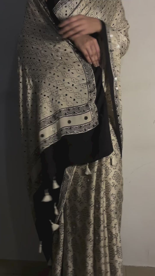 Noor Ivory "Sheesha" Ajrakh Saree [Dispatch Begins: 29th December 2025]
