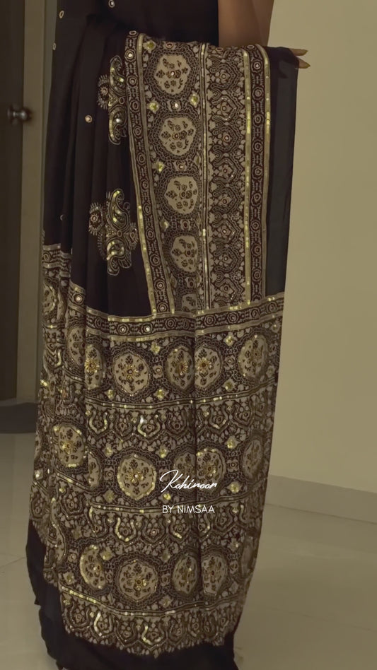 Kohinoor Sheesha handwork saree with unstitched blouse [Dispatch Begins By : 5th November , 2026]