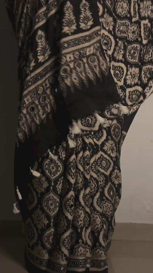 Suhani "Sheesha" Ajrakh Mirror Saree