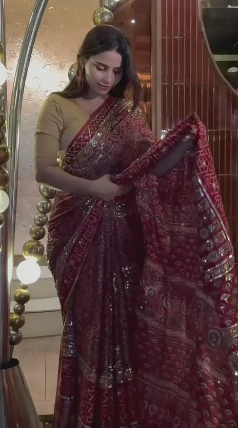 “Paro” Sheesha handwork saree with unstitched blouse piece [Dispatch Begins By : 5th November , 2026]